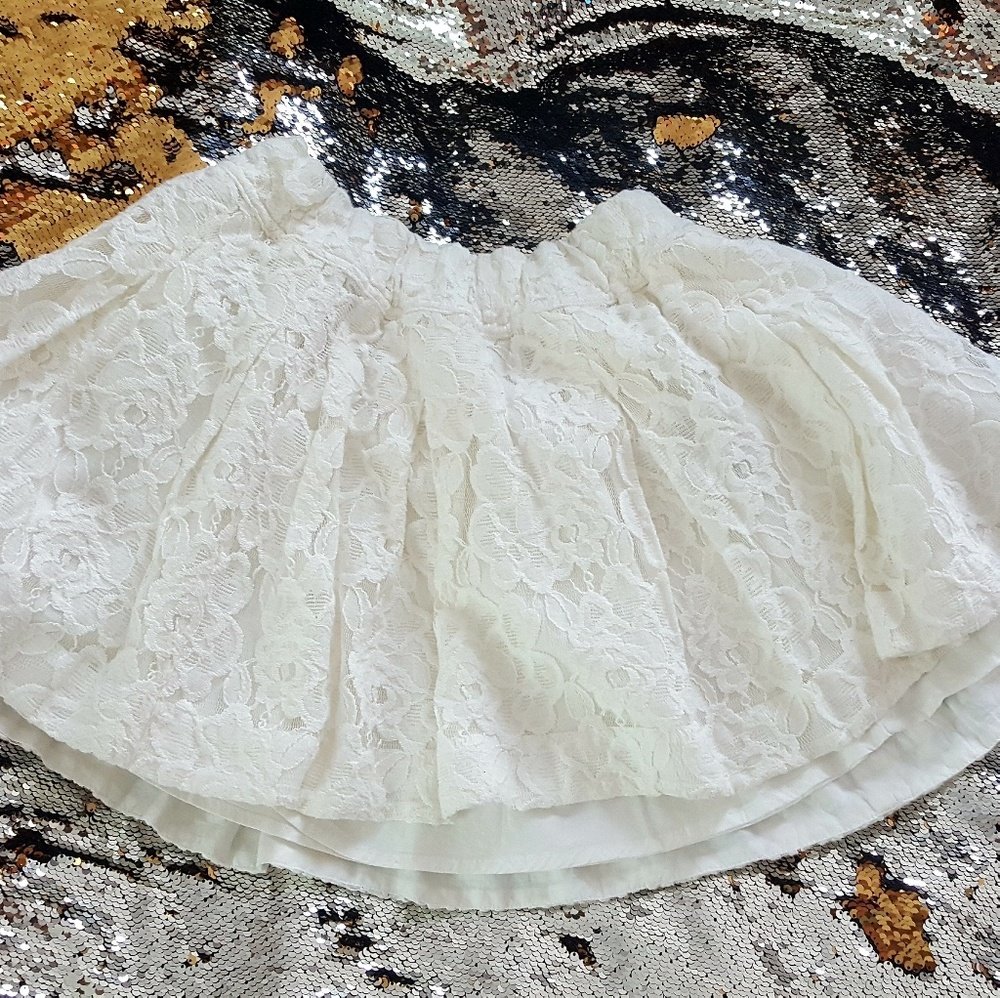 White Lace Skater/Circle Mini Skirt